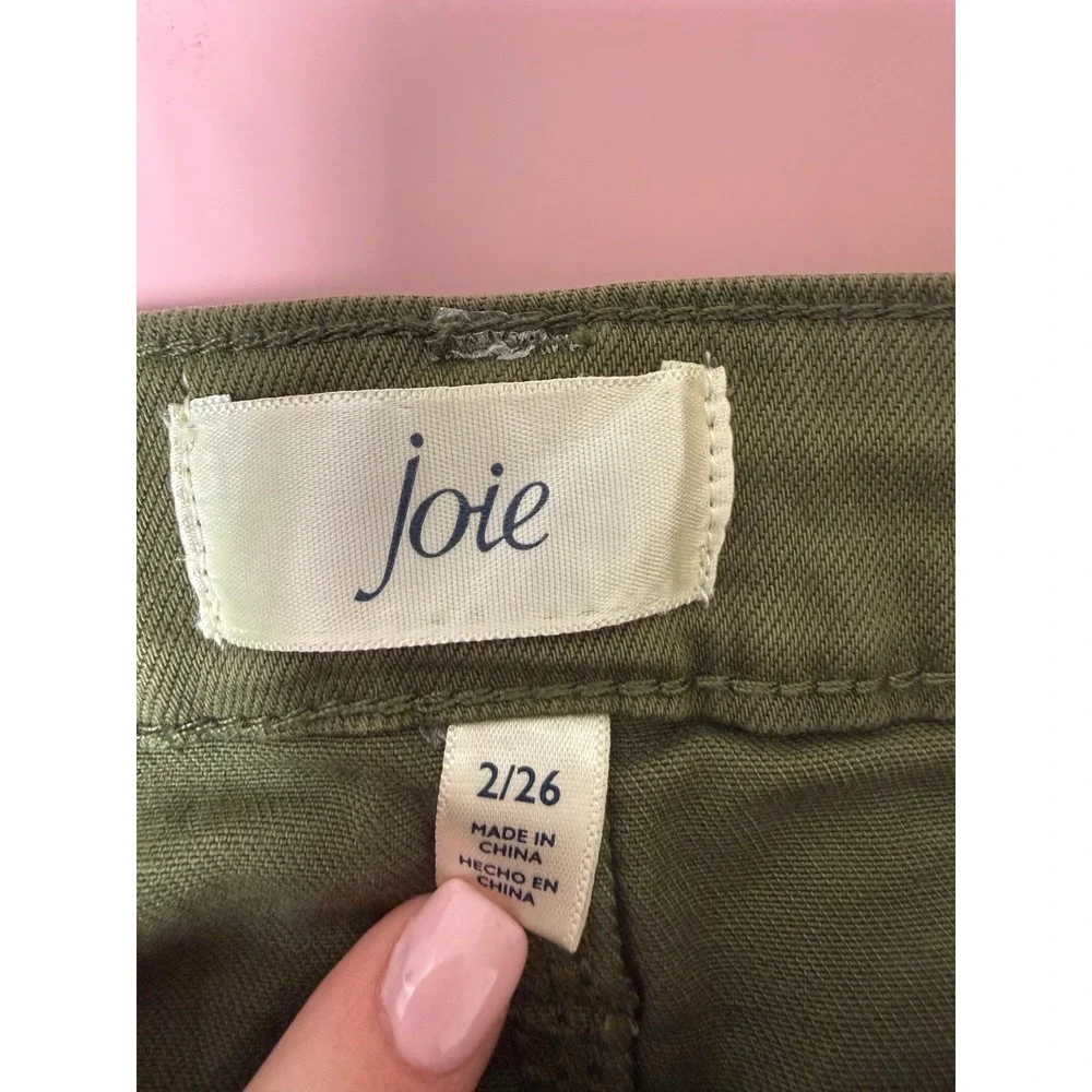 Joie Cargo Pants Women 2/26 Olive‎ Green Excellent Zip Pocket Skinny Utility